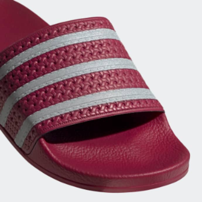 Adidas burgundy slides hot sale