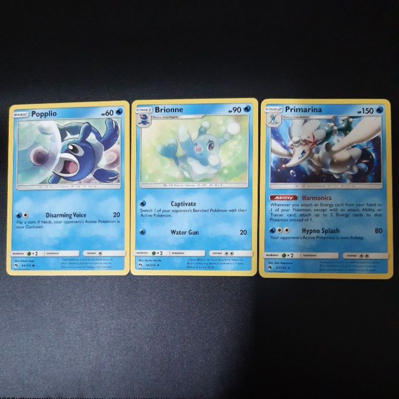 Pokemon card TCG: Starter: Popplio, Brionne, Primarina 67/214 Rare -3 cards  (Non HOLO) 100% Original Pokemon Cards | Shopee Malaysia