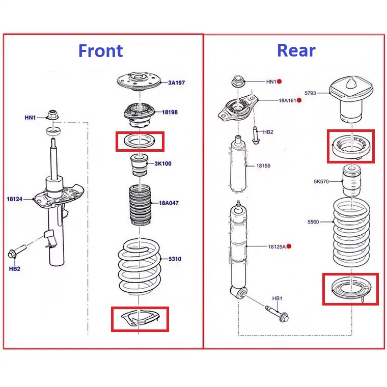 Original Antisqueak Rubber Pad Front & Rear Shock Absorbers for Ford ...