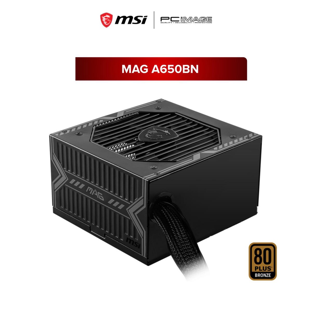 MSI MAG A650BN UK PSU 650W 80 Plus Bronze certified Sleeved non-modular  cable