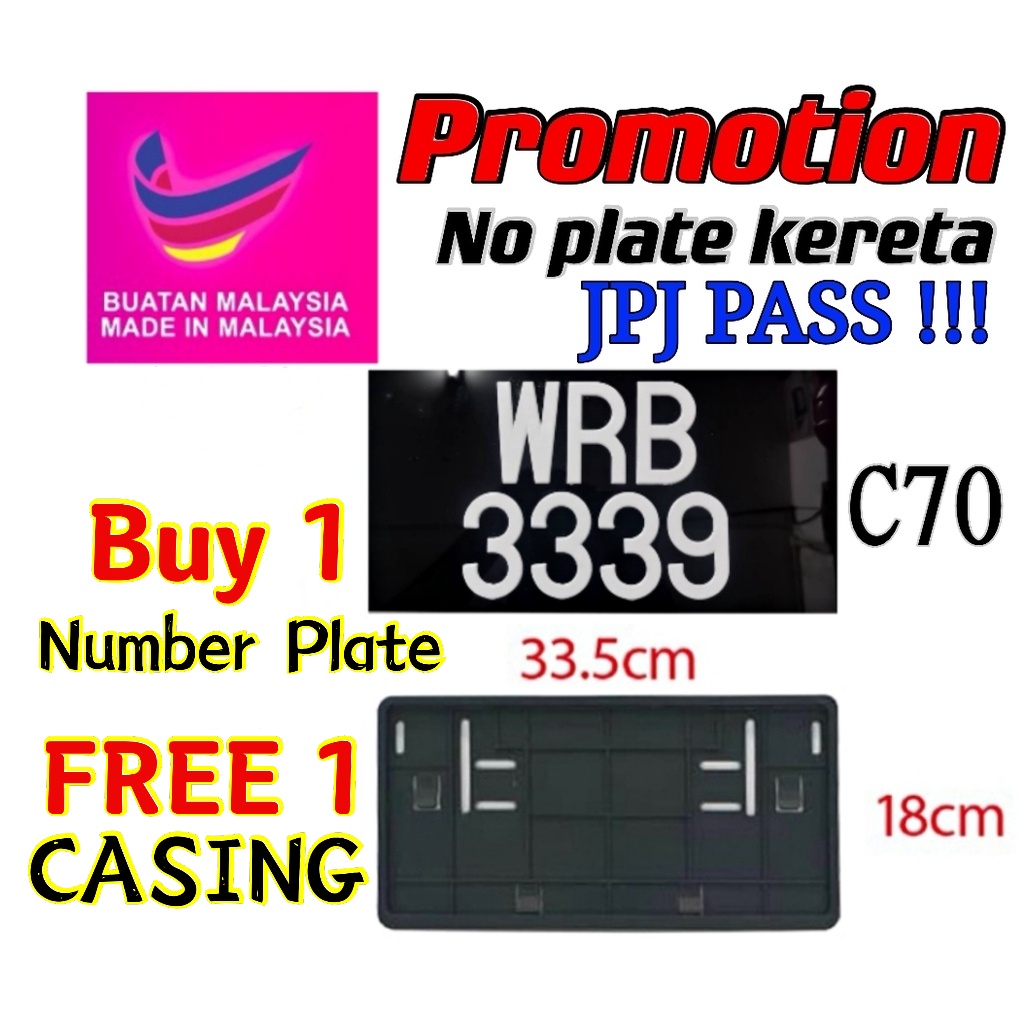 Car Number Plate Standard Siap Tambah WHITE FONTS JPJ Approve Nombor ...