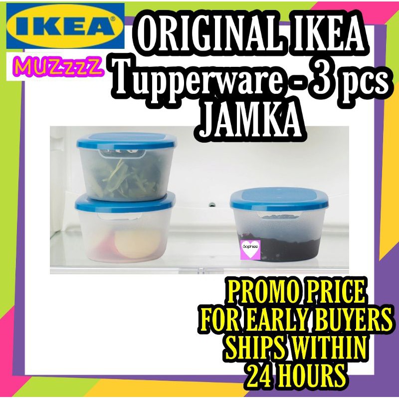 [READY STOCK] IKEA Food container, transparent white, dark blue 1.2 ...