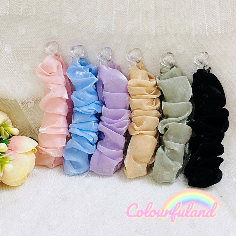 READY STOCK(BR3)Candy Colour Silky Mesh Ruffles 10cm Banana Hair Clip ...