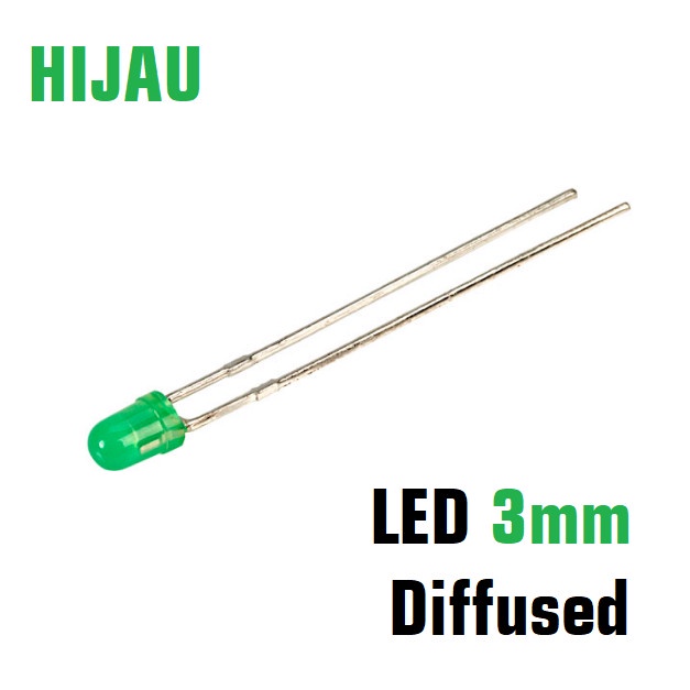 HIJAU Arduino 3mm Super Bright Green Diffused LED Light - Green ...