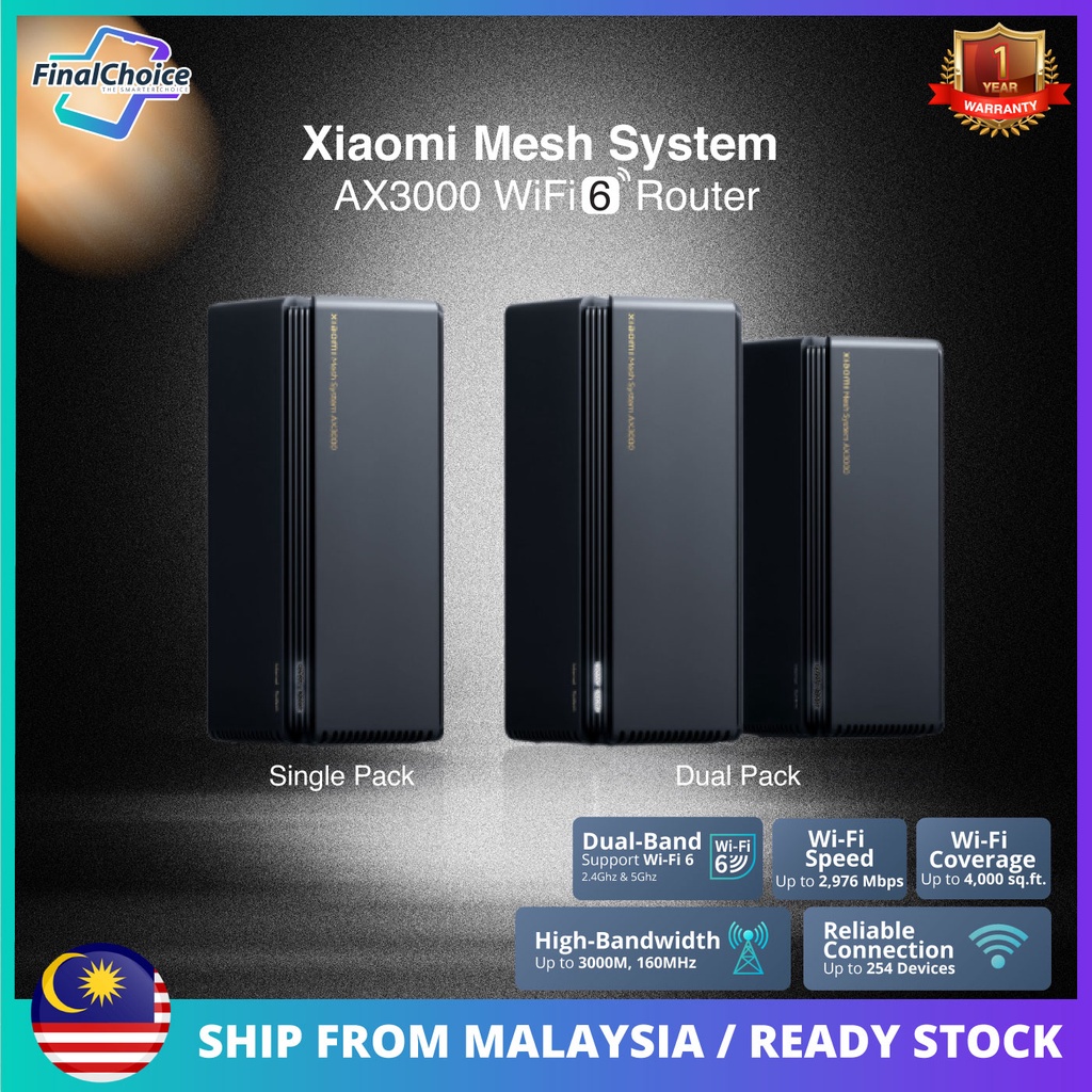 Xiaomi Mesh System AX3000 DualBand WIFI 6 Stable Mesh Networking