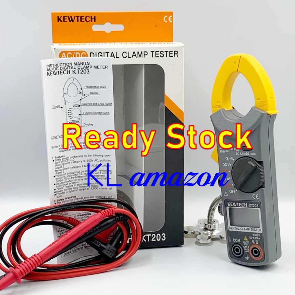 Within 1 Hour Arrive Your Doorstep PM Us Kyoritsu Kewtech KT203 AC DC Digital Clamp Meter 12