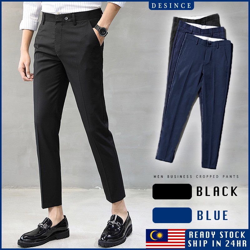 READY STOCK Men Cropped Pants Business Formal Crop 9 10 Trousers Long Pants Seluar Panjang Slim Fit Lelaki MP 074 Shopee Malaysia