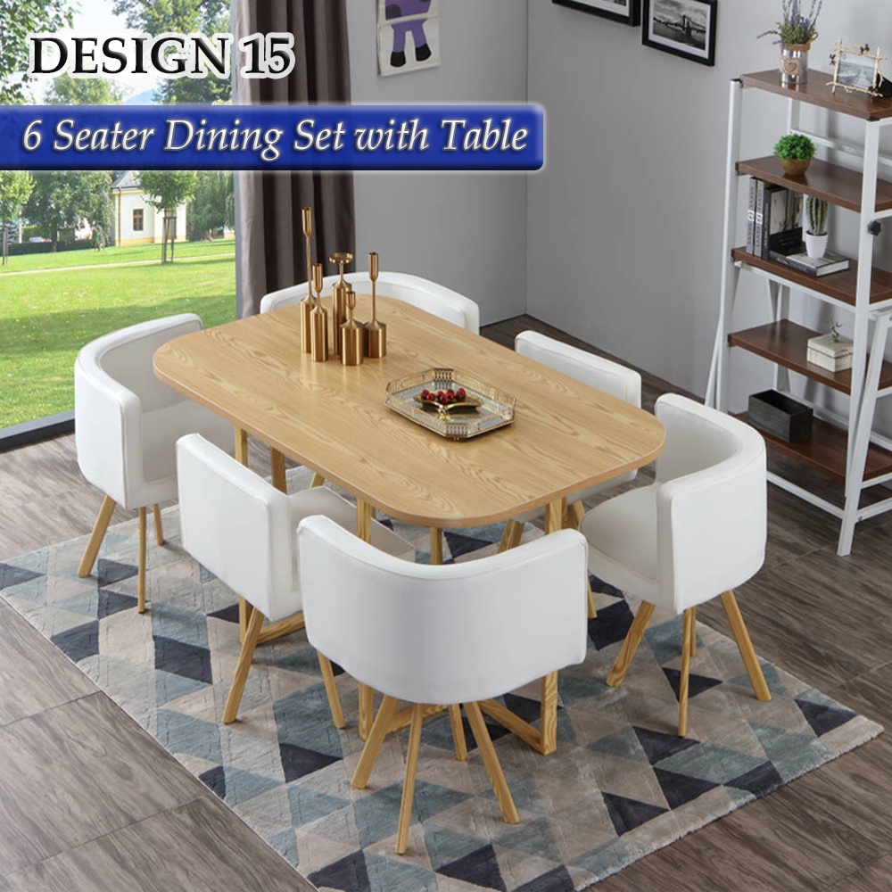 FB HP013 6 Seater Modern Dining Set With Dining Table With 6 Chairs ...