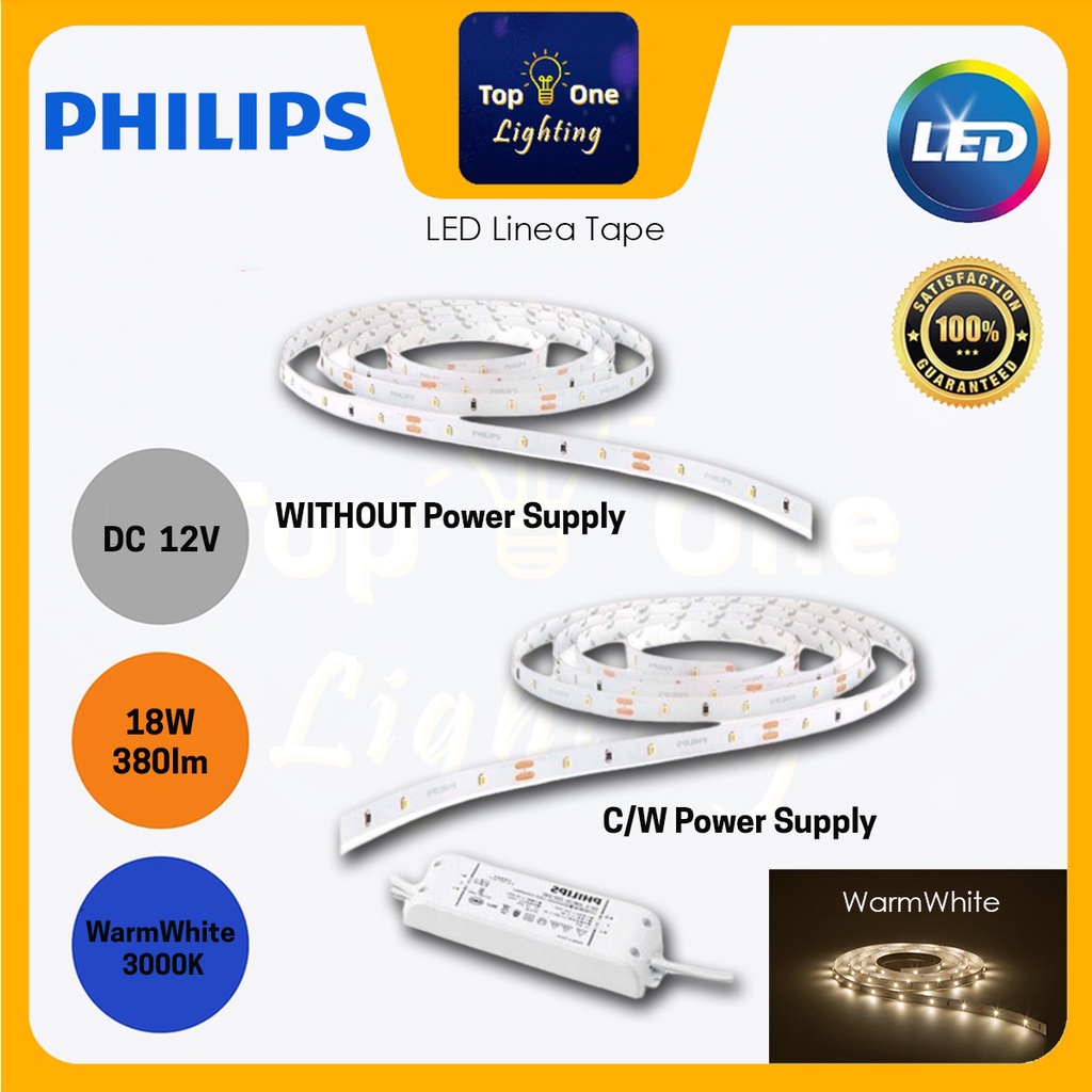 PHILIPS LED Strip 18W 3000K 5M C/W Power Supply 12V [ 31059 complete