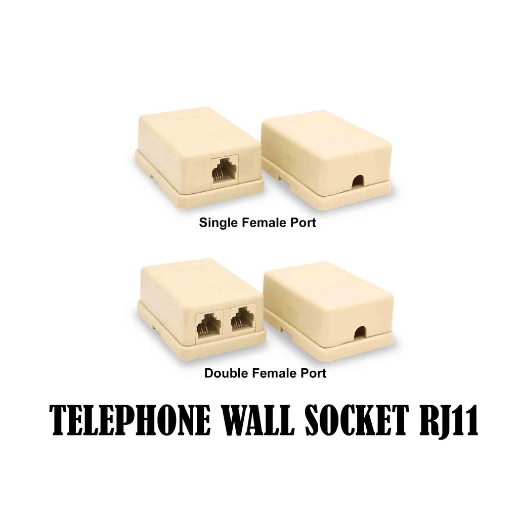 TELEPHONE WALL SOCKET RJ11 SINGLE / DOUBLE 6P4C FEMALE TELEPHONE WALL