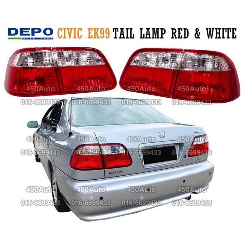 100 Original Depo Honda Civic S21 Ej So4 Ek Ek4 4door Sedan 1999 2000 Tail Light Red And White 9782