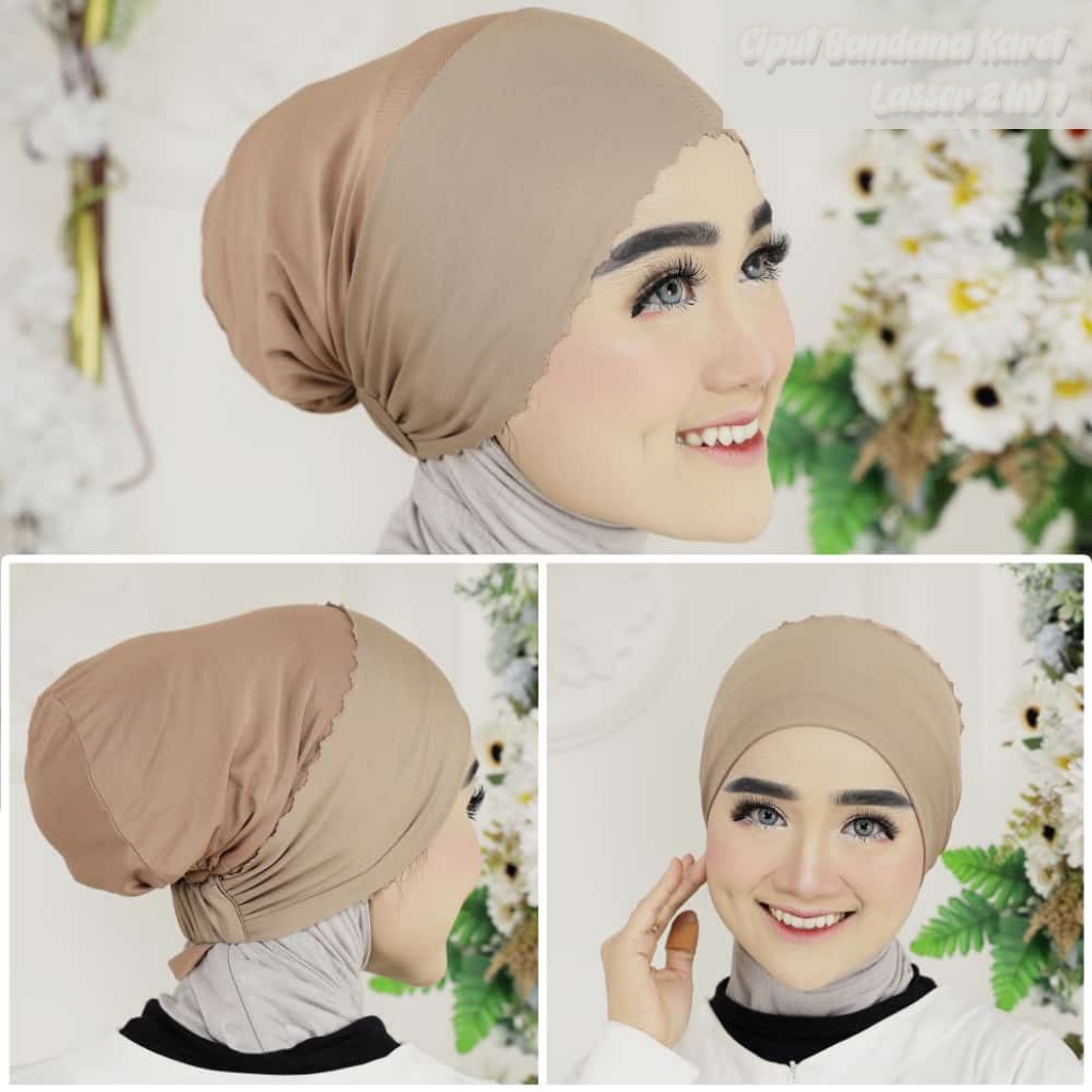 Malayu HIJAB Inner Bandana Rubber Anti Dizziness Ciput Bandana Lasercut ...