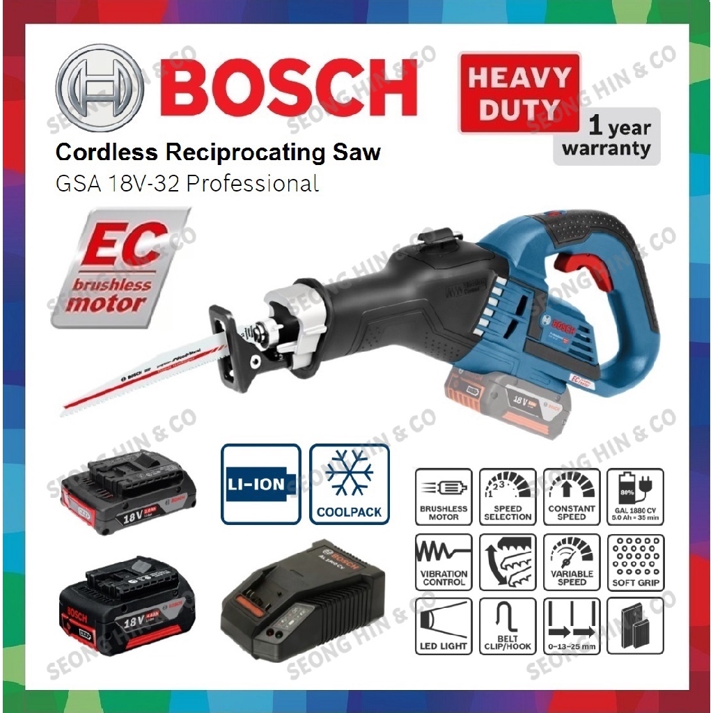 BOSCH HEAVY DUTY GSA 18V 32 EC BRUSHLESS MOTOR CORDLESS