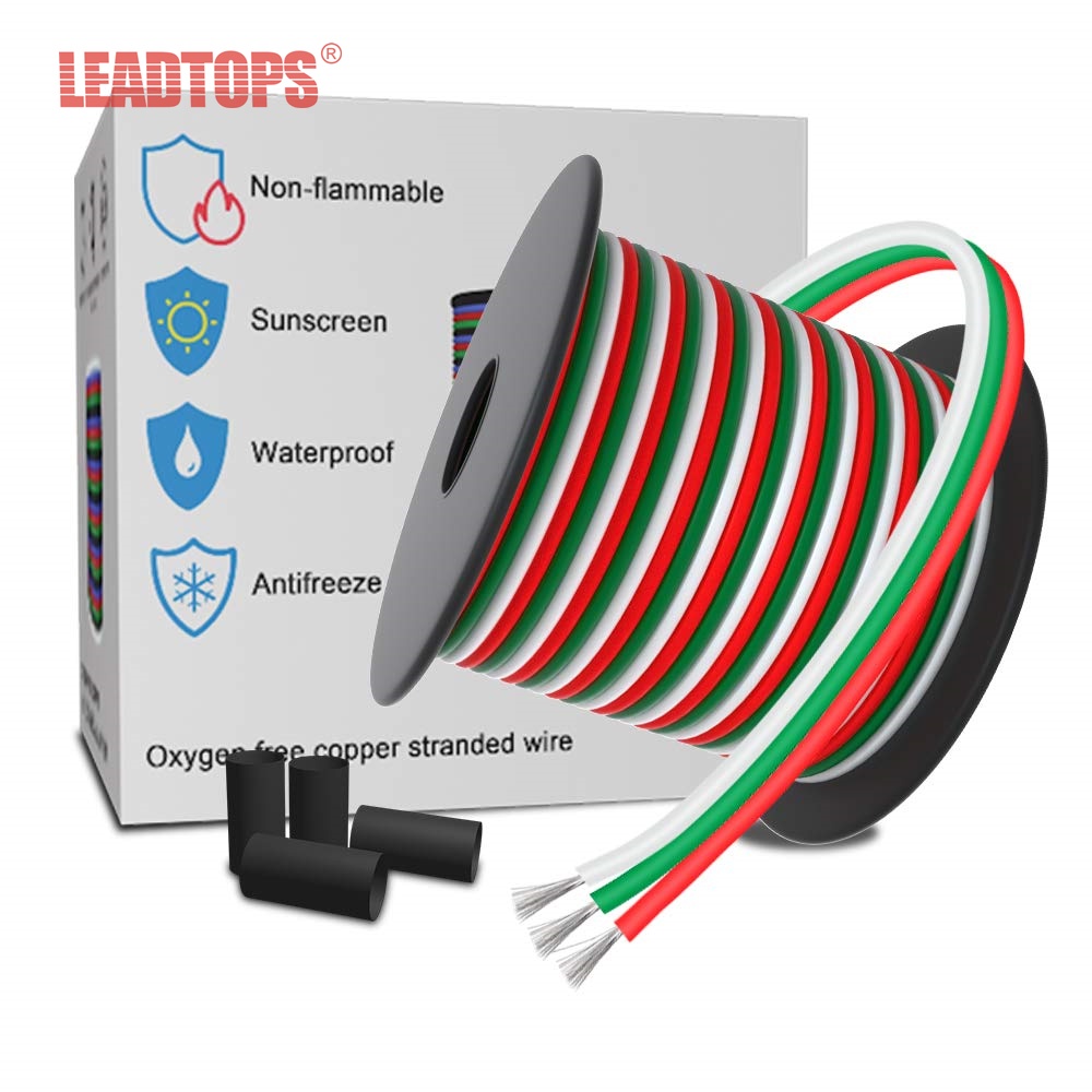 AOTOINK 100ft/30M Extension Cable 3 Pin Wire 22AWG 3x0.32mm² Electrical 3 Core Wire Stranded Tinned Copper Cable For Led Strips WS2812B WS2811 Dream RGB Color 3528 5050,12/24V DC LEDs RGB Lighting - View #13