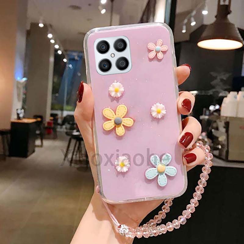 New Casing Honor X7 X8 X9 5G 3D Cute Sun Flower with strap phone case ...