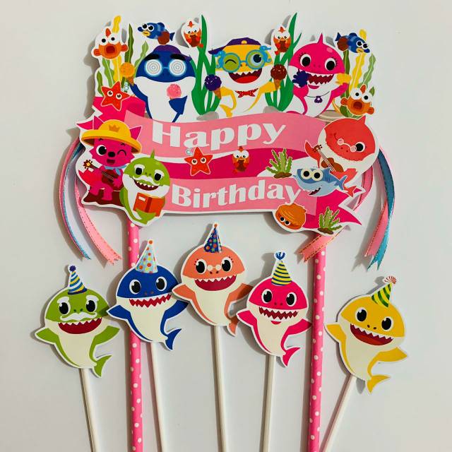 Baby Shark Pink Birthday Cake Topper/Birthday Cake Decoration | Shopee ...