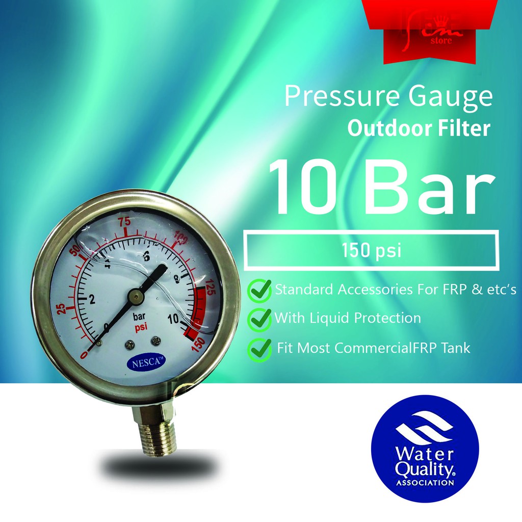 Nesca Pressure Gauge 10 Bar (Stainless Steel) Shopee Malaysia