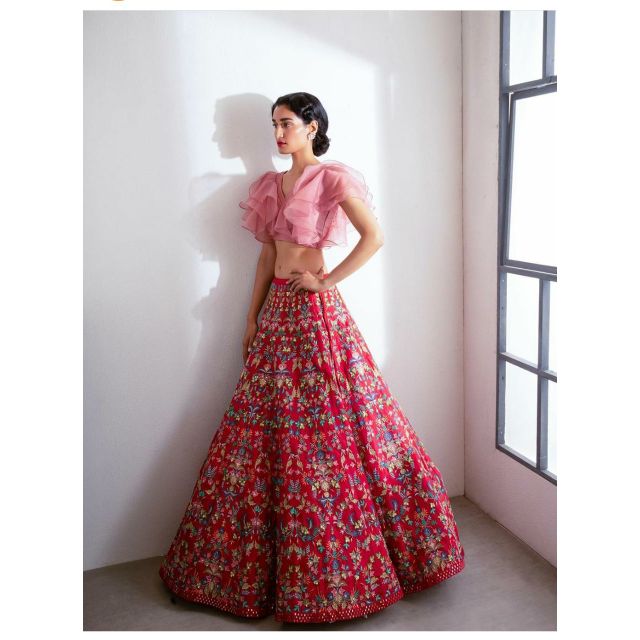 Floral lengha clearance skirt