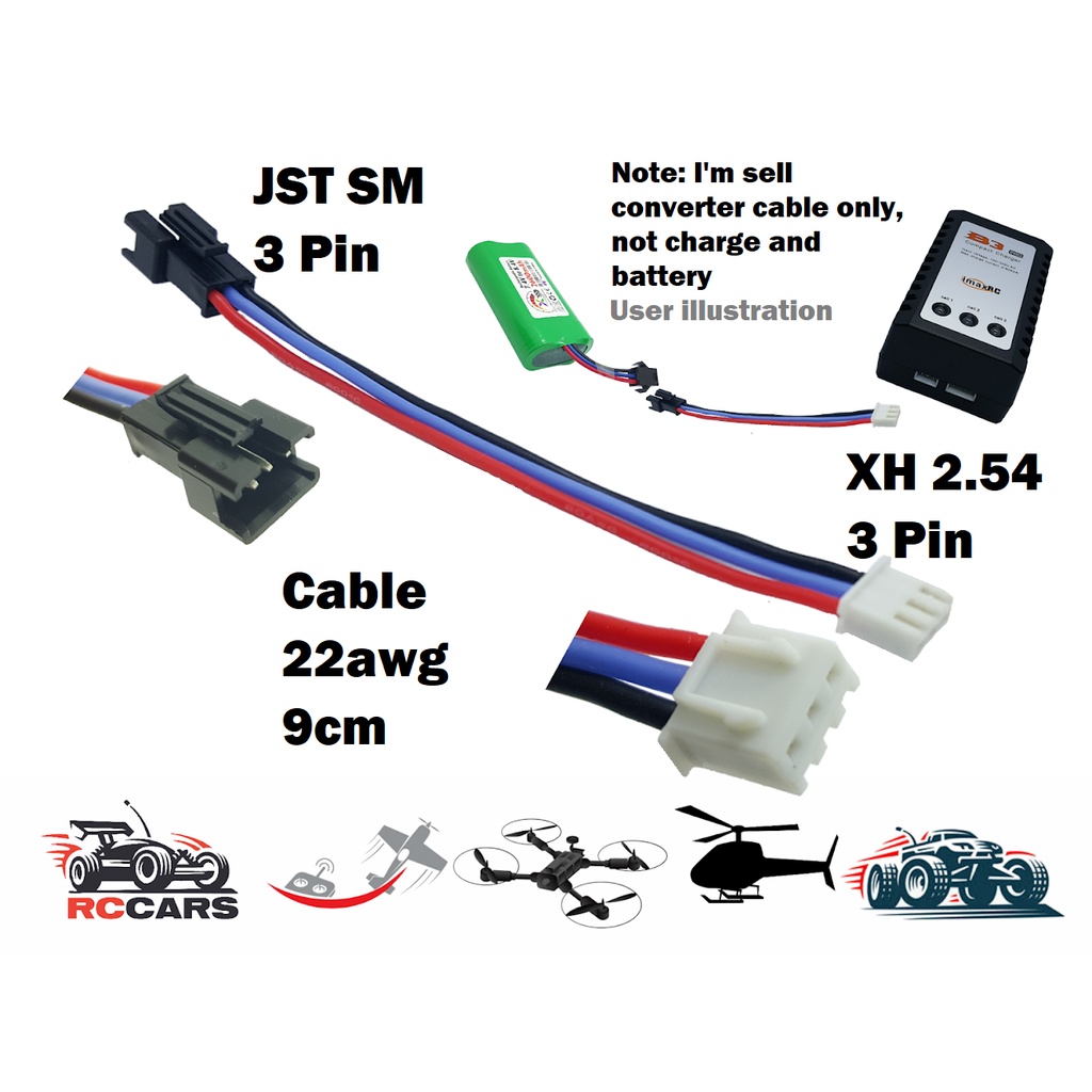 Connecteur XT30 M/F Avec Interrupteur - Fil 14AWG - Pour Modèles RC Et Vélos électriques