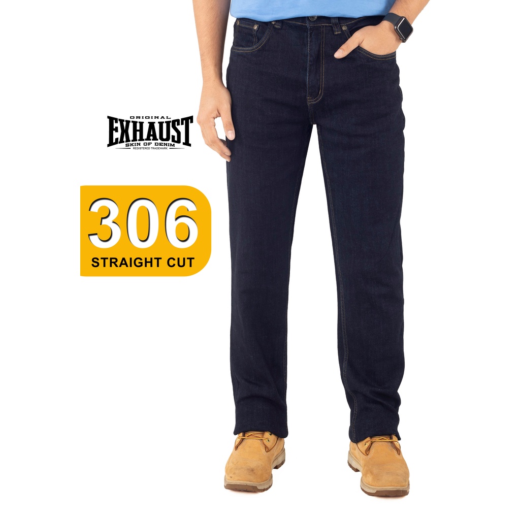 EXHAUST Stretchable Jeans Long Pants [306 Straight Cut]Dk. Blue 1232