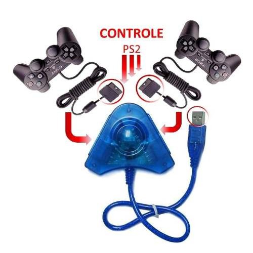 Dual PS2 Controller gamepad console joystick to PC USB convertor ...