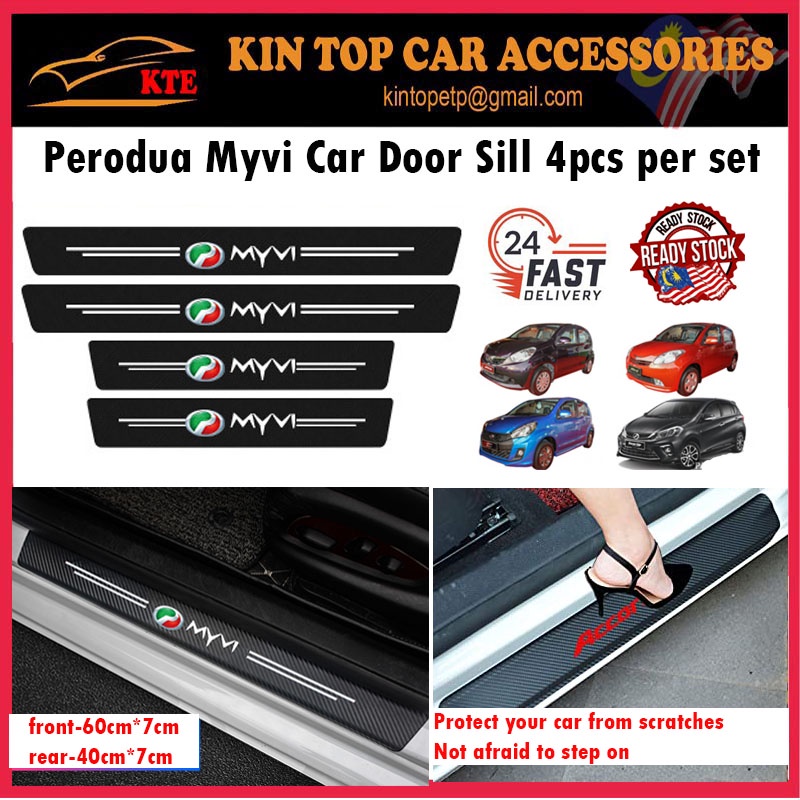 Car Door Sill Sticker Perodua Myvi Carbon leather protector strip