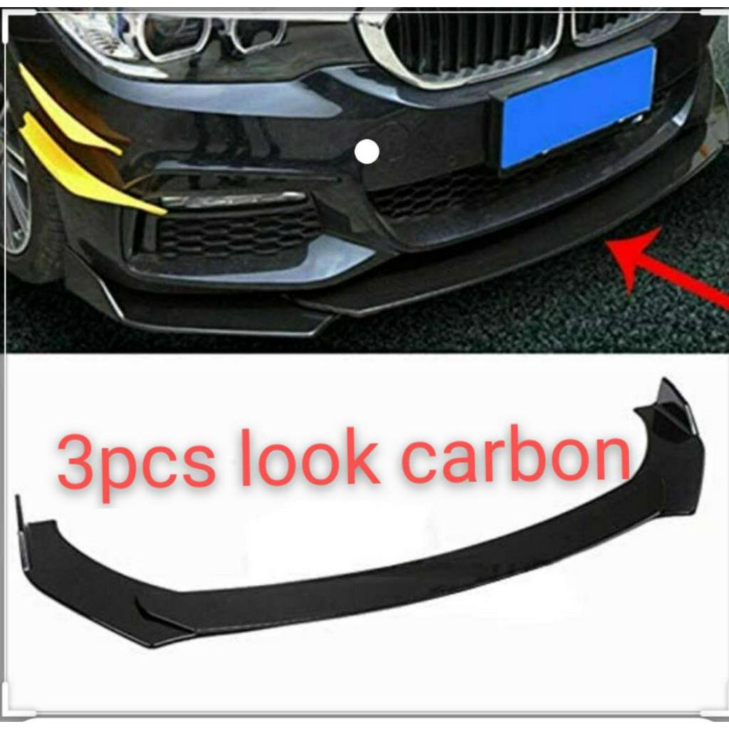 3pcs Carbon Fiber Look Front Deflector Spoiler Splitter Diffuser Bumper ...