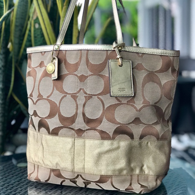 100% Authentic COACH Signature Stripe Tote Bag | Shopee Malaysia