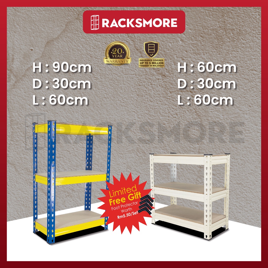 RACKSMORE Boltless Rack Home Store Warehouse 90-120cm(H) X 30cm(D) X ...