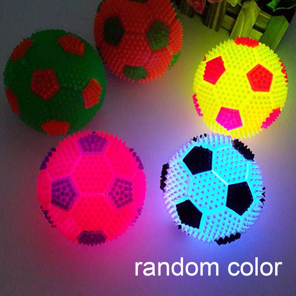 Flashing LED Football Light Up High Bouncing Hedgehog Ball Baby Kids