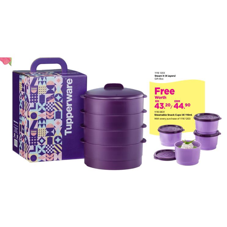 ⭐READY STOCK⭐TUPPERWARE STEAM IT 4 LAYERS / STEAMABLE SNACK CUPS 110ML ...