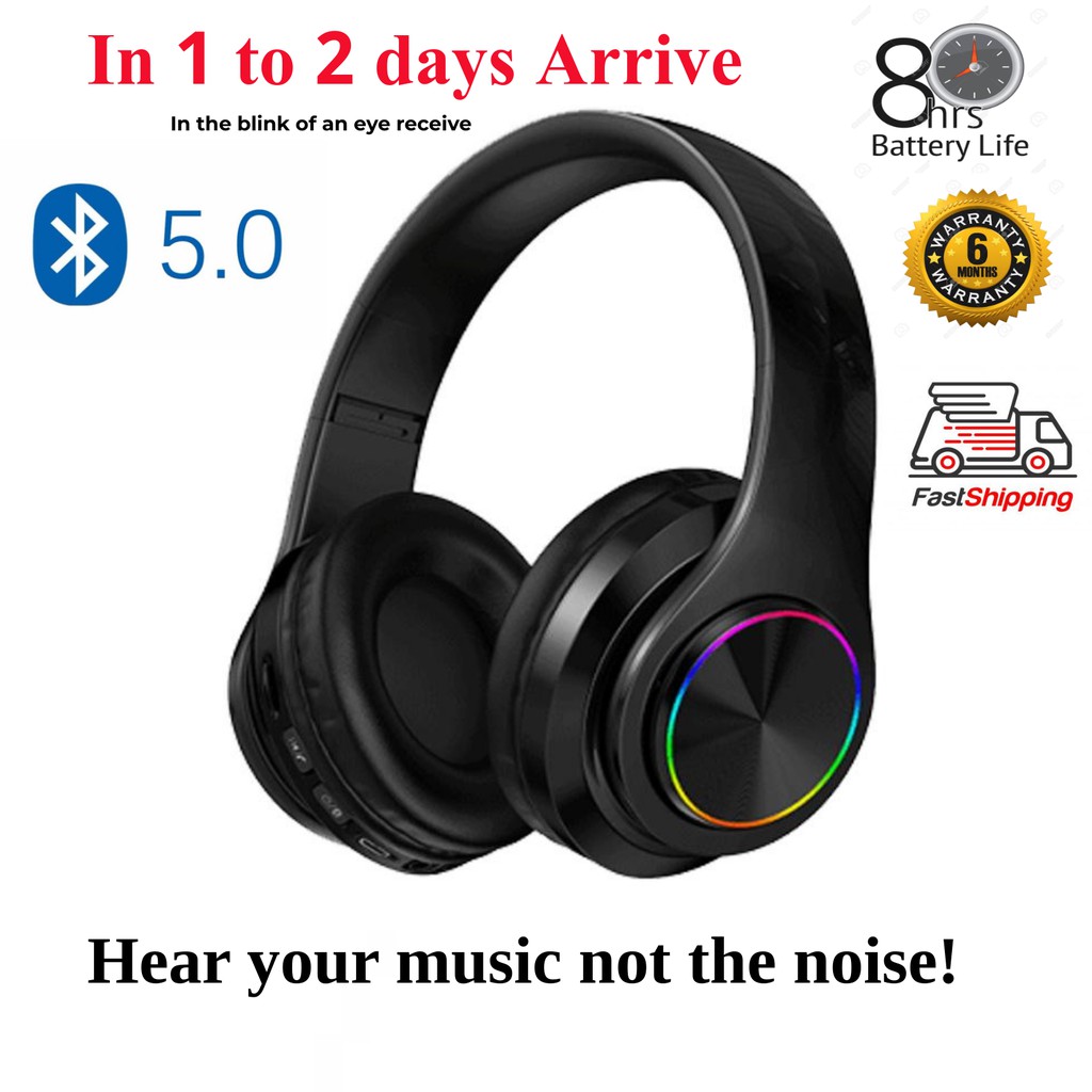 B39 Wireless Headset Bluetooth 5.0 Colorful LED Bass Stereo Wireless ...