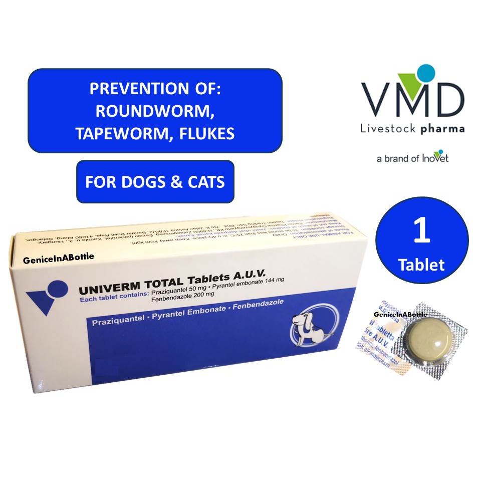 Prevention of Roundworm, Tapeworm, Flukes & Deworming Pill for Dogs 1 ...