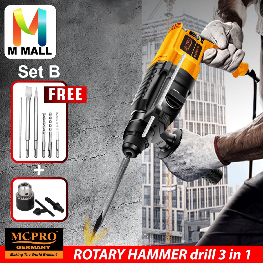 MCPRO MRH2 26DRE 3 In 1 Rotary Hammer Drill 950W C W 5pcs Drill