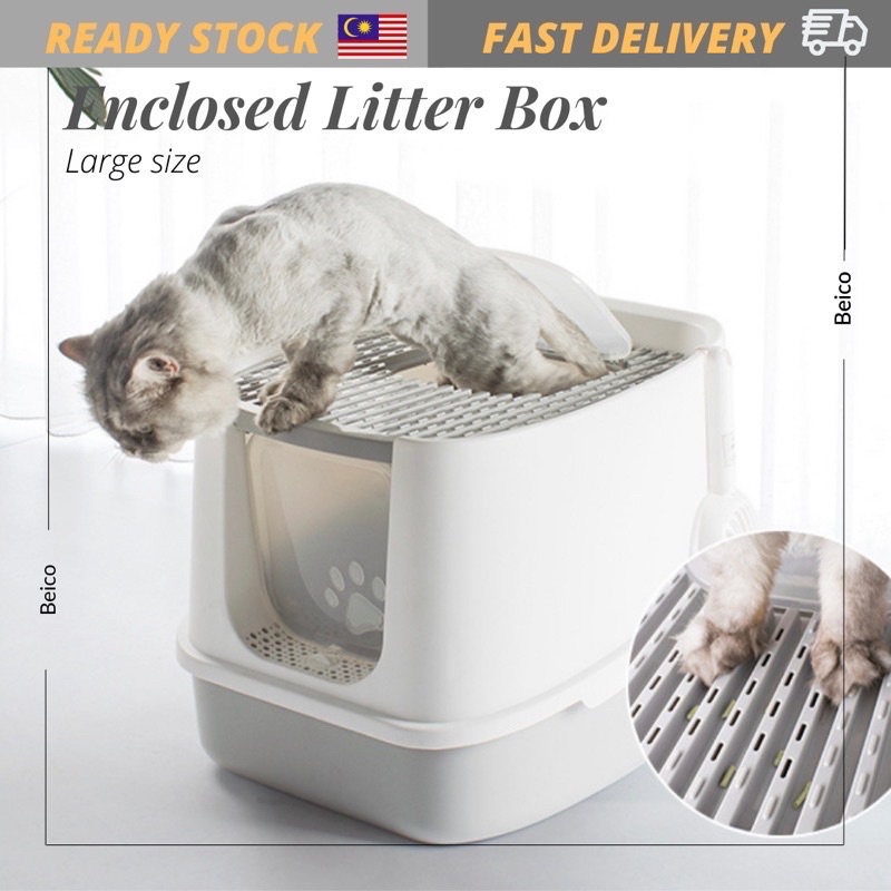 Cat Litter Box with Lid Enclosed and Covered Litter Box to Prevent