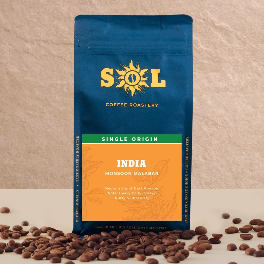 Sol Coffee Roastery India Monsoon Malabar – specialty coffee beans Malaysia