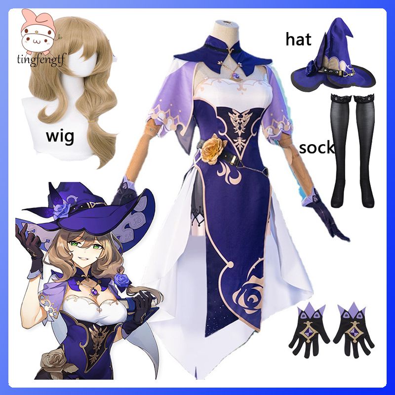 Genshin Impact Lisa Witch Of Purple Rose Cosplay Costume Special The Librarian Sexy Dress Girl 