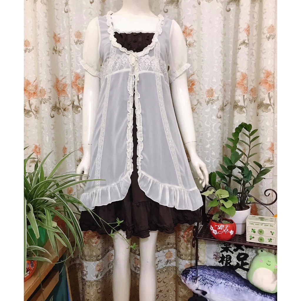 Axes Femme Dress In Cream Color 2 Layers Shopee Malaysia