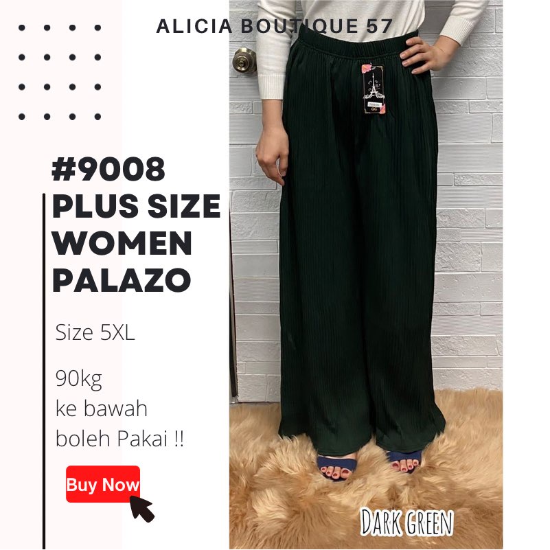 Plus Size Seluar Palazo Muslimah 5XL #9008 Seluar Palazo Pleated Women  Palazo Pants Women