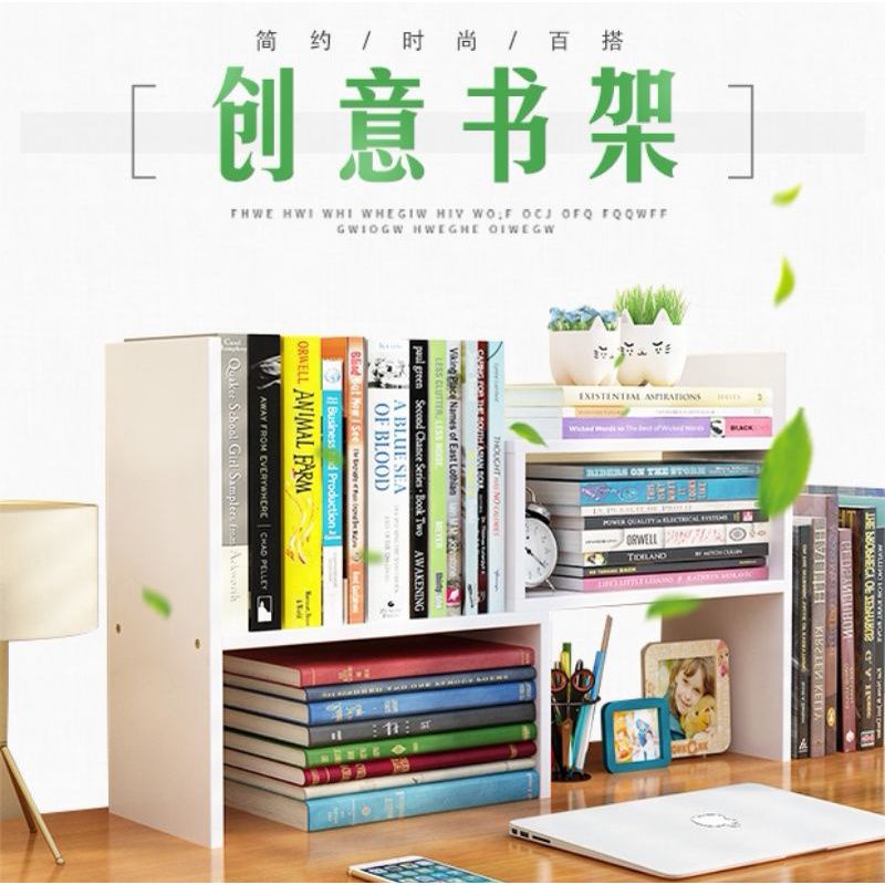 Desktop book rack shelf multipurpose table storage space saver tabletop ...