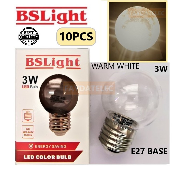 10PCS BSLIGHT 3W G45 E27 LED BULB (CLEAR) WARM WHITE * BS LIGHT ...
