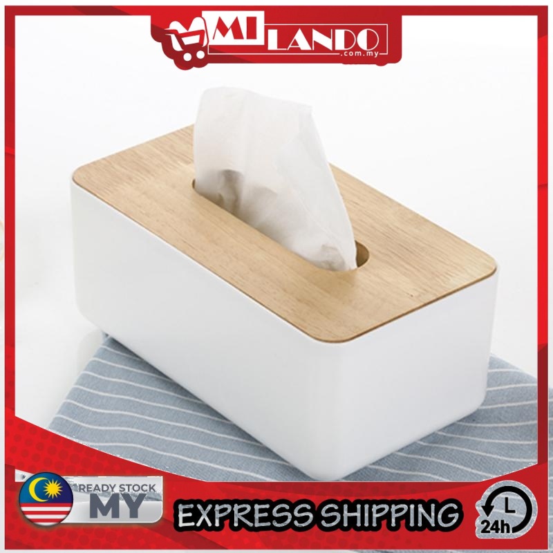 MILANDO Japanese Style Simple Wooden Tissue Box Paper Storage Box Home ...