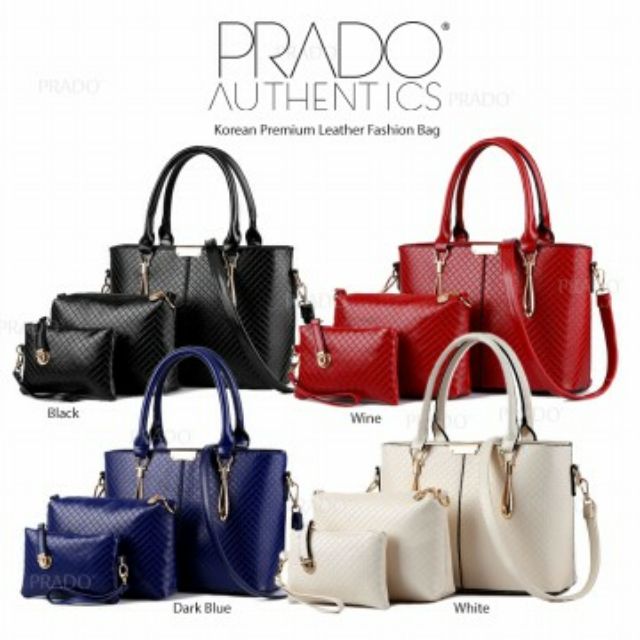 PRADO Authentics Korean Premium Leather Bag Set Shopee Malaysia