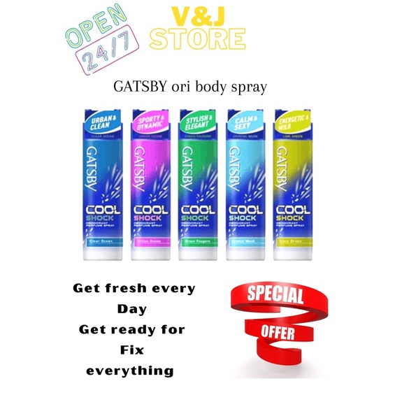 Ready Stock Gatsby Cool Shoch Perfume Spray 175ml 48h⏰ Fresh