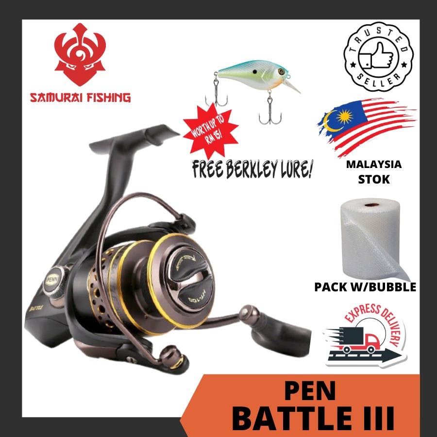 SAMURAI - PENN Battle III Spinning Reel 1000 2000 2500 3000 4000 5000 6000  5+1 Ball Bearing Fishing Reel Ready Stock