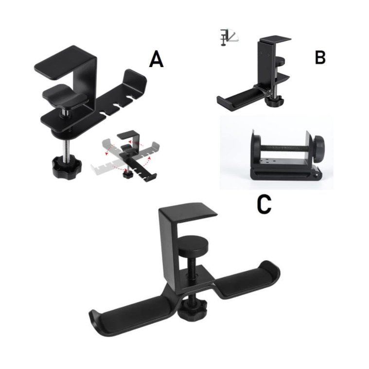 Headset Holder Table, Headphone Holder Adjustable, Headset Stand With Single Layer Hook, Headphone Holder, Black, Headphone Stand, Headset Holder Monitor For Office Tables, Computer Desks - View #12