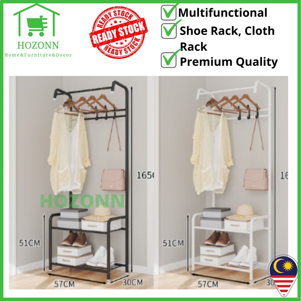 HOZONN Metal Clothes Rack Space Saving Multipurpose Cloth Storage Rack ...