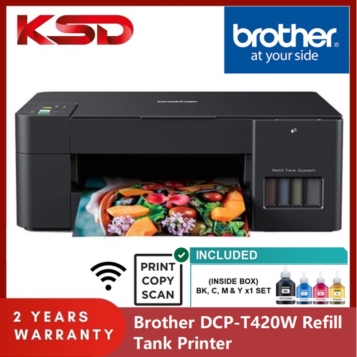 Brother DCP-T420W A4 3-in-1 Wireless Colour Inkjet Printer (Refill Ink ...