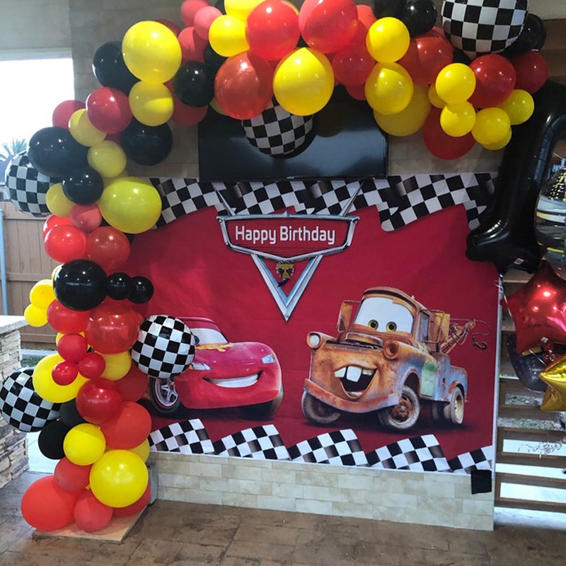 Checkered Racing Theme Balloon Garland With 18 inch Checkered Foil ...