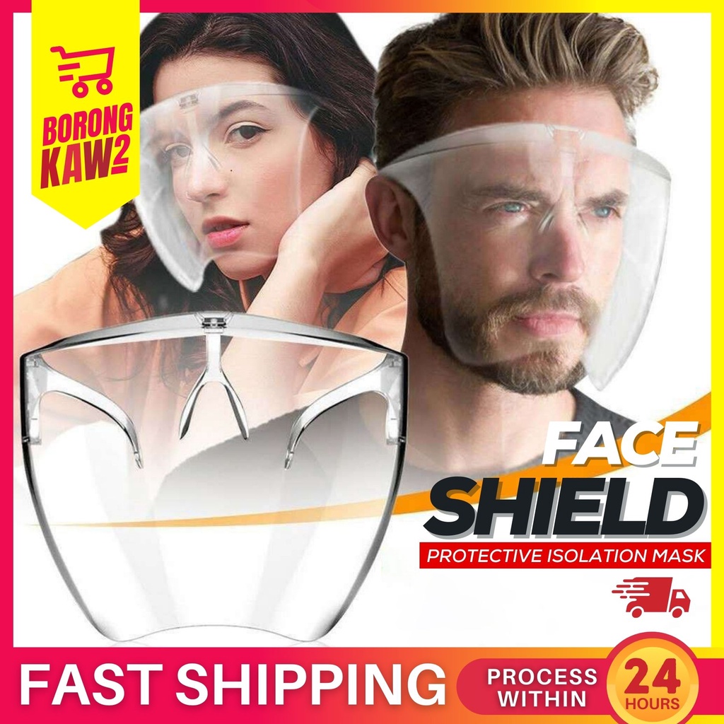 READY STOCK Reusable Hard Full Face Shield【Premium Individual Packing